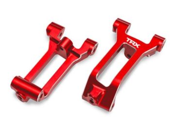 Traxxas TRX10932-RED Caster blocks (c-hubs), 6061-T6 aluminum (red-anodized), left & right/ 3x8mm BCS (with threadlock) (6) - twee rood