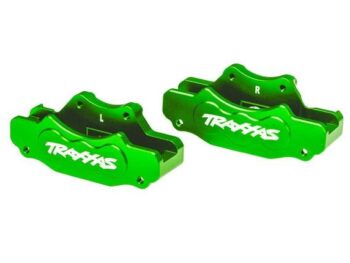 Traxxas TRX10951-GRN Brake calipers, front (left & right) (green-anodized 6061-T6 aluminum)/ 3x10mm CS (with threadlock) (4)/ 2.5x8mm BCS (with threadlock) (4) - twee felgroene