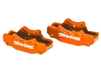 Traxxas TRX10951-ORNG Brake calipers, front (left & right) (orange-anodized 6061-T6 aluminum)/ 3x10mm CS (with threadlock) (4)/ 2.5x8mm BCS (with threadlock) (4) - twee