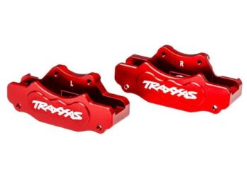 Traxxas TRX10951-RED Brake calipers, front (left & right) (red-anodized 6061-T6 aluminum)/ 3x10mm CS (with threadlock) (4)/ 2.5x8mm BCS (with threadlock) (4) - twee