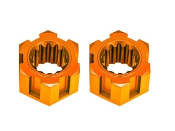 Traxxas TRX10954-ORNG Wheel hubs, hex, front (6061-T6 aluminum, orange-anodized) (2) - twee identieke