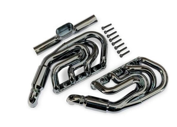 Traxxas TRX10982-BLKCR Engine exhaust, black chrome/ 2.5x12mm CS (8)