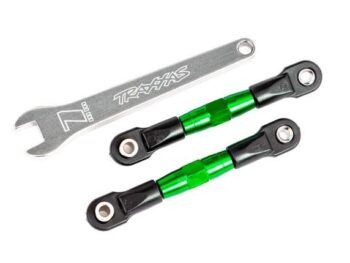 Traxxas TRX2443G Camber links, rear (TUBES green-anodized, 7075-T6 aluminum, stronger than titanium) (2) (assembled with rod ends and hollow balls)/ aluminum wrench (1) (fits Drag Slash) - een zilverkle