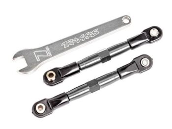 Traxxas TRX2444A Camber links, front (TUBES charcoal gray-anodized, 7075-T6 aluminum, stronger than titanium) (2) (assembled with rod ends and hollow balls)/ aluminum wrench (1) (fits Drag Slash) - twee