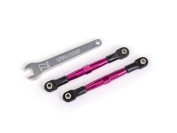 Traxxas TRX2445P Toe links, front (TUBES pink-anodized, 7075-T6 aluminum, stronger than titanium) (2) (assembled with rod ends and hollow balls)/ aluminum wrench (1) (fits Drag Slash) - twee roze