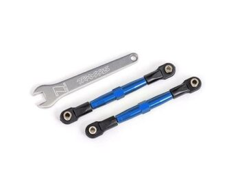 Traxxas TRX2445X Toe links, front (TUBES blue-anodized, 7075-T6 aluminum, stronger than titanium) (2) (assembled with rod ends and hollow balls)/ aluminum wrench (1) (fits Drag Slash) - twee