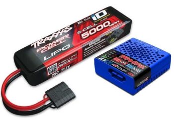 Traxxas TRX2985-3S Battery/charger completer pack (includes #2985 charger (1), #2872X 5000mAh 11.1V 3-cell 25C LiPo iD Battery (1)) - zwarte en rode