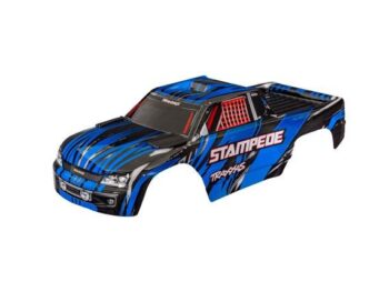 Traxxas TRX3620-BLUE Body, Stampede (also fits Stampede VXL), blue (painted, decals applied) (assembled with front & rear body mounts for clipless mounting) - een