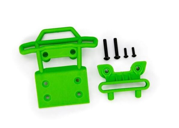 Traxxas TRX3621-GRN Bumper, front/ bumper mount, front/ 4x23mm BCS (2)/ 3x10mm BCS (2) (green)
