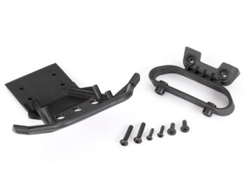 Traxxas TRX3635 Bumper, front/ bumper mount/ 4x12 CCS (2)/ 4x22 BCS (2)/ 3x12 BCS (2) (fits 2WD Stampede) (for LED light kit installation) - een set zwar