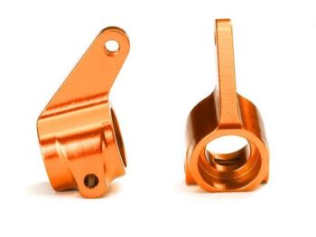 Traxxas TRX3636T Steering blocks, Rustler/Stampede/Bandit (2), 6061-T6 aluminum (orange-anodized)/ 5x11mm ball bearings (4) - twee