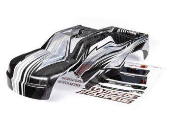 Traxxas TRX3651L Body, Stampede, ProGraphix (graphics are printed, requires paint & final color application)/ decal sheet - zwarte en zilverkleur