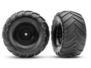 Traxxas TRX3663-BLK Monster Truck Black Wheels & Terra Groove Tires (2) - twee