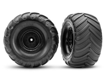 Traxxas TRX3665-BLK Monster Truck Black Wheels & Terra Groove Tires (2) - twee