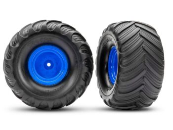 Traxxas TRX3665-BLUE Monster Truck Blue Wheels & Terra Groove Tires (2) - twee