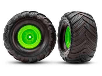 Traxxas TRX3665-GRN Monster Truck Green Wheels & Terra Groove Tires (2) - twee don
