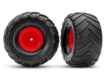 Traxxas TRX3665-RED Monster Truck Red Wheels & Terra Groove Tires (2) - twee zwarte monster