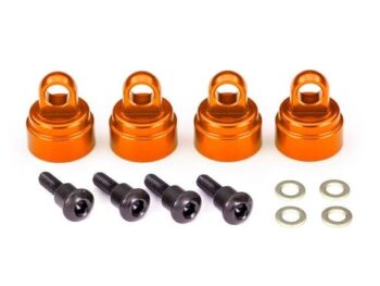 Traxxas TRX3767T Shock caps, aluminum (orange-anodized) (4) (fits all Ultra Shocks) - vier oranje-gean