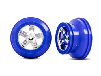 Traxxas TRX5868A Wheels, SCT chrome, blue beadlock style, dual profile (2.2' outer 3.0' inner) (2) (4WD front/rear, 2WD rear only) - twee