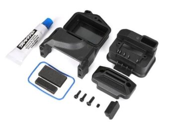 Traxxas TRX6424X Box, receiver (sealed) (servo mount)/ foam (2)/ access plug/ 3x10mm BCS/ 2.5x8mm CS (2)/ GS 3x4mm/ silicone grease - een set
