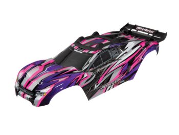 Traxxas TRX6717P Body, Rustler 4X4 VXL, pink/ window, grille, lights decal sheet (assembled with front & rear body mounts and rear body support for clipless mounting) - een RC carrosserie