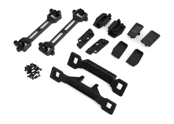 Body conversion kit, Slash 2WD (includes front & rear body mounts, latches, hardware) (for clipless mounting) Traxxas TRX6929 Body conversion kit, Slash 2WD (includes front & rear body mounts, latches, hardware) (for clipless mounting) - een set zwarte