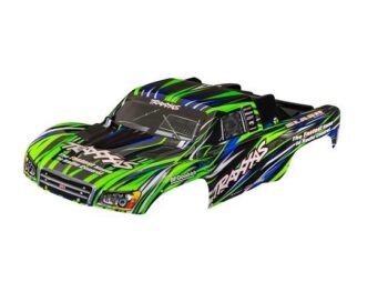 Traxxas TRX6941-GRN Body, Slash 4X4 (also fits Slash VXL & Slash 2WD), green (painted, decals applied) (assembled with front & rear latches for clipless mounting) - een fel