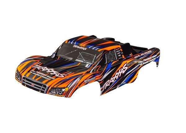 Body, Slash 4X4 (also fits Slash VXL & Slash 2WD), orange (painted, decals applied) (assembled with front & rear latches for clipless mounting) Traxxas TRX6941-ORNG Body, Slash 4X4 (also fits Slash VXL & Slash 2WD), orange (painted, decals applied) (assembled with front & rear latches for clipless mounting) - oranje