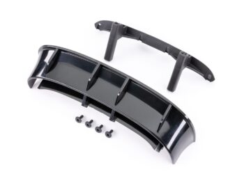 Traxxas TRX7413X Wing, Ford Fiesta ST Rally (black)/ body posts, rear/ 3x8mm FCS (4) (fits #7412 series bodies)