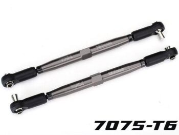 Traxxas TRX7748-GRAY Toe links, X-Maxx (TUBES gray-anodized, 7075-T6 aluminum, stronger than titanium) (157mm) (2)/ rod ends, assembled with steel hollow balls (4)/ aluminum wrench, 10mm (1) - twee grij
