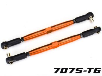 Traxxas TRX7748-ORNG Toe links, X-Maxx (TUBES orange-anodized, 7075-T6 aluminum, stronger than titanium) (157mm) (2)/ rod ends, assembled with steel hollow balls (4)/ aluminum wrench, 10mm (1) - twee