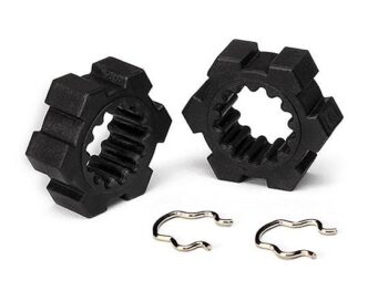 Traxxas TRX7756-BLK Wheel hubs, hex (2)/ hex clips (2) - twee