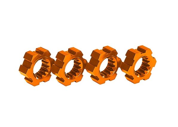 Traxxas TRX7756-ORNG Wheel hubs, hex, aluminum (orange-anodized) (4)