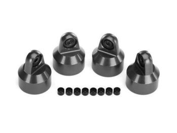 Traxxas TRX7764-GRAY Shock caps, aluminum (gray-anodized), GTX shocks (4)/ spacers (8) - vier donkerg