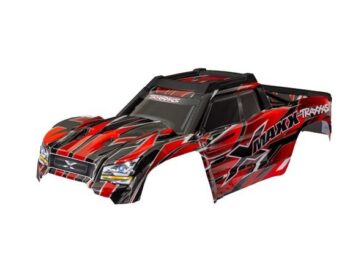 Traxxas TRX7867-RED Body, X-Maxx, red (painted, decals applied) (assembled with front & rear body mounts, rear body support, and tailgate protector) - een rode