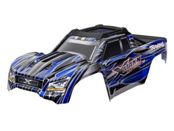 Traxxas TRX7868-BLUE Body, X-Maxx Ultimate, blue (painted, decals applied) (assembled with front & rear body mounts, rear body support, and tailgate protector) - blauw