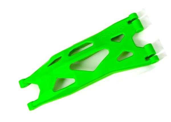 Suspension arm, lower, green (1) (right, front or rear) (for use with #7895 X-Maxx, WideMaxx, suspension kit) Traxxas TRX7893G Suspension arm, lower, green (1) (right, front or rear) (for use with #7895 X-Maxx, WideMaxx, suspension kit) - een felgroene, langwerpige