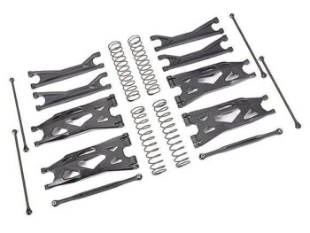 Traxxas TRX7895 Suspension kit, X-Maxx WideMaxx, XRT , black (includes front & rear suspension arms, front toe links, driveshafts, shock springs) - een set zwarte