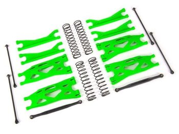 Traxxas TRX7895G Suspension kit, X-Maxx WideMaxx, XRT , Green (includes front & rear suspension arms, front toe links, driveshafts, shock springs) - een set van