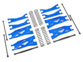 Traxxas TRX7895X Suspension kit, X-Maxx WideMaxx, XRT , BLUE (includes front & rear suspension arms, front toe links, driveshafts, shock springs) - een set van