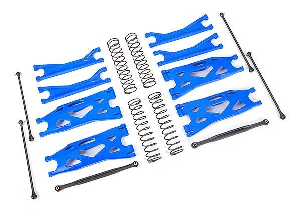 Suspension kit, X-Maxx WideMaxx, XRT , BLUE (includes front & rear suspension arms, front toe links, driveshafts, shock springs) Traxxas TRX7895X Suspension kit, X-Maxx WideMaxx, XRT , BLUE (includes front & rear suspension arms, front toe links, driveshafts, shock springs) - een set van
