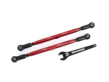 Traxxas TRX7897R Toe links, front (TUBES red-anodized, 6061-T6 aluminum) (2) (for use with #7895 X-Maxx, WideMaxx, suspension kit) - twee rode