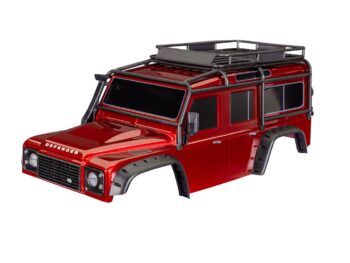 Traxxas TRX8050-RED Body TRX-4 Defender Clipless, Red - glanzend
