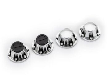 Traxxas TRX8152 Center caps, wheel (satin chrome) (4) (requires #8255A extended thread stub axle) - vier zilver