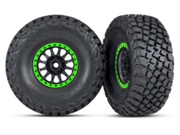 Traxxas TRX8474-GRN Method Black & Green Race Wheels w/ BFG Tires (2) - twee zwarte RC