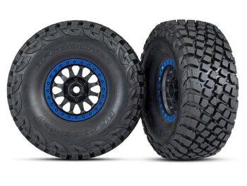 Traxxas TRX8474X Tires and wheels, assembled, glued (Method Racing wheels, black with blue beadlock, BFGoodrich Baja KR3 tires) (2) - twee