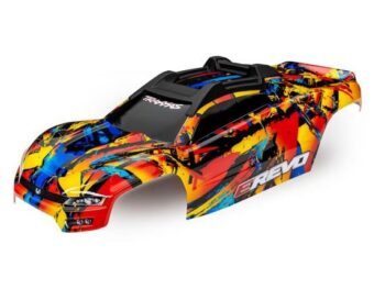 Traxxas TRX8612 Body, E-Revo, Solar Flare (painted, decals applied) (assembled with front & rear body mounts and rear body support for clipless mounting) - een