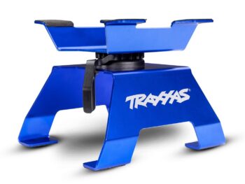 Traxxas TRX8796-BLUE RC car/truck stand, blue (assembled) - blauwe, metalen RC auto