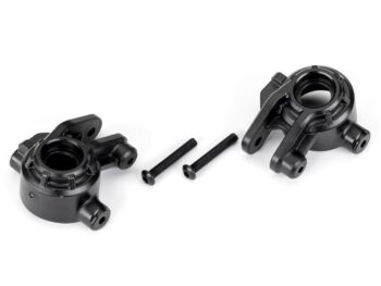 Traxxas TRX9037 Steering blocks, extreme heavy duty, black (left & right)/ 3x20mm BCS (2) (for use with #9080 upgrade kit) - twee zwarte