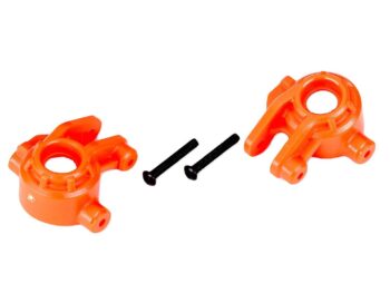 Traxxas TRX9037T Steering blocks, extreme heavy duty, orange (left & right)/ 3x20mm BCS (2) (for use with #9080 upgrade kit) - twee oranje